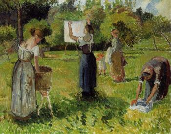 Camille Pissarro : Laundresses at Eragny